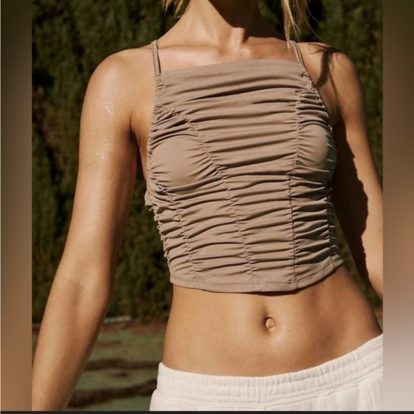 Free People Tops - FP MOVEMENT Shirr Enough Cami / Mushroom